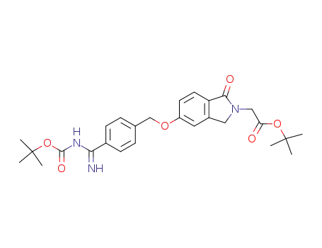 Molecular Structure of 252061-71-5 ({5-[4-(<i>tert</i>-butoxycarbonylamino-imino-methyl)-benzyloxy]-1-oxo-1,3-dihydro-isoindol-2-yl}-acetic acid <i>tert</i>-butyl ester)