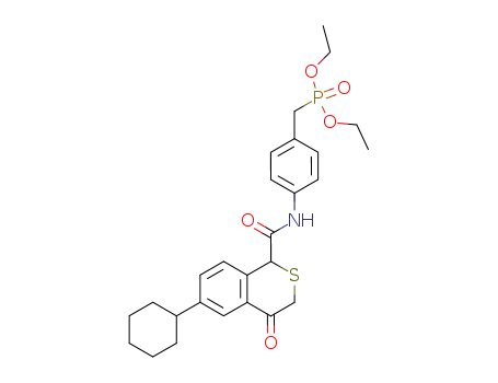 Molecular Structure of 131007-47-1 (diethyl (4-{[(6-cyclohexyl-4-oxo-3,4-dihydro-1H-isothiochromen-1-yl)carbonyl]amino}benzyl)phosphonate)