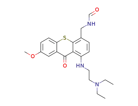 Molecular Structure of 155990-20-8 (N-[(1-{[2-(DIETHYLAMINO)ETHYL]AMINO}-7-METHOXY-9-OXO-9H-THIOXANTHEN-4-YL)METHYL]FORMAMIDE)