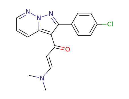 Molecular Structure of 681432-21-3 (2-Propen-1-one,
1-[2-(4-chlorophenyl)pyrazolo[1,5-b]pyridazin-3-yl]-3-(dimethylamino)-,
(2E)-)
