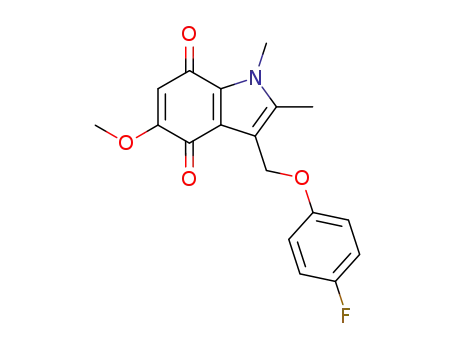 Molecular Structure of 192820-80-7 (1H-Indole-4,7-dione,
3-[(4-fluorophenoxy)methyl]-5-methoxy-1,2-dimethyl-)