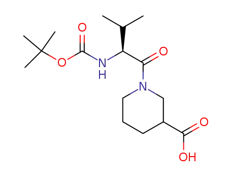 Molecular Structure of 208113-87-5 (1-((S)-2-tert-Butoxycarbonylamino-3-methyl-butyryl)-piperidine-3-carboxylic acid)