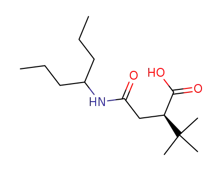 Molecular Structure of 192202-61-2 (Butanoic acid, 3,3-dimethyl-2-[2-oxo-2-[(1-propylbutyl)amino]ethyl]-,
(R)-)