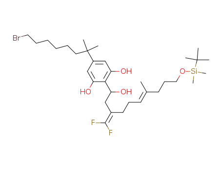 5-(7-Bromo-1,1-dimethyl-heptyl)-2-[(E)-10-(tert-butyl-dimethyl-silanyloxy)-3-difluoromethylene-1-hydroxy-7-methyl-dec-6-enyl]-benzene-1,3-diol