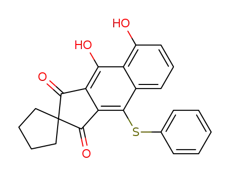 Molecular Structure of 183199-39-5 (Spiro[2H-benz[f]indene-2,1'-cyclopentane]-1,3-dione,
4,5-dihydroxy-9-(phenylthio)-)