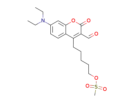 Molecular Structure of 849697-92-3 (2H-1-Benzopyran-3-carboxaldehyde,
7-(diethylamino)-4-[5-[(methylsulfonyl)oxy]pentyl]-2-oxo-)