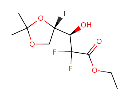 Molecular Structure of 166376-98-3 (2-DEOXY-2,2-DIFLUORO-4,5-O-(1-METHYLETHYLIDENE)-L-THREO-PENTONIC ACID, ETHYL ESTER)