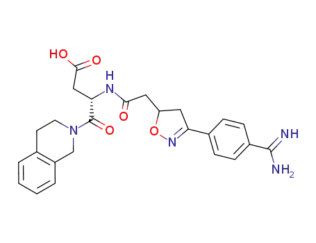 Molecular Structure of 190447-31-5 (2(1H)-Isoquinolinebutanoic acid, β-[[2-[3-[4-(aminoiminomethyl)phenyl]-4,5-dihydro-5-isoxazolyl]acetyl]amino]-3,4-dihydro-γ-oxo-, (βS)-)