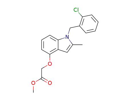 Molecular Structure of 185298-33-3 (Acetic acid, [[1-[(2-chlorophenyl)methyl]-2-methyl-1H-indol-4-yl]oxy]-,
methyl ester)