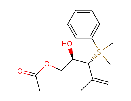 Molecular Structure of 537033-04-8 (4-Pentene-1,2-diol, 3-(dimethylphenylsilyl)-4-methyl-, 1-acetate,
(2R,3R)-)