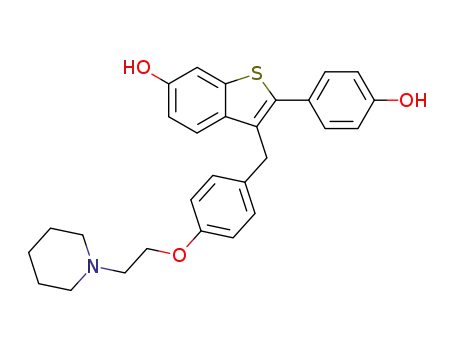 Molecular Structure of 166975-45-7 ([2-(4-hydroxyphenyl)-6-hydroxybenzo[b]thien-3-yl][4-[2-(1-piperidinyl)ethoxy]phenyl]methane)