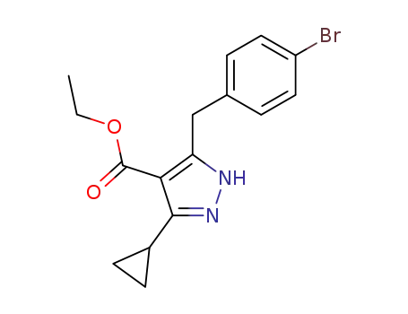 Molecular Structure of 177846-44-5 (1H-Pyrazole-4-carboxylic acid,
3-[(4-bromophenyl)methyl]-5-cyclopropyl-, ethyl ester)