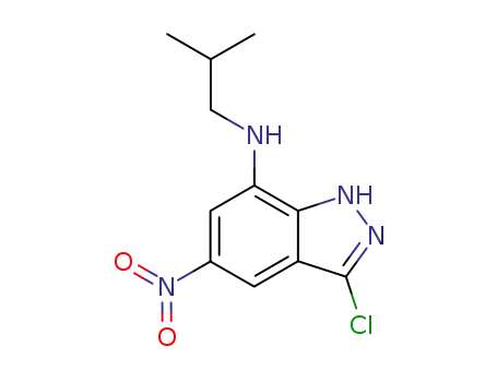Molecular Structure of 647853-27-8 (1H-Indazol-7-amine, 3-chloro-N-(2-methylpropyl)-5-nitro-)