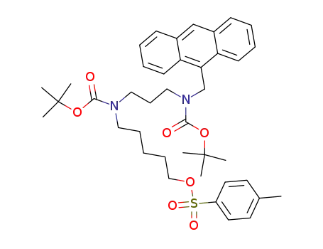 toluene-4-sulfonic acid 5-{[3-(anthracen-9-ylmethyl-<i>tert</i>-butoxycarbonyl-amino)-propyl]-<i>tert</i>-butoxycarbonyl-amino}-pentyl ester