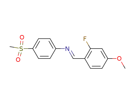 Molecular Structure of 1027942-57-9 ([1-(2-Fluoro-4-methoxy-phenyl)-meth-(E)-ylidene]-(4-methanesulfonyl-phenyl)-amine)