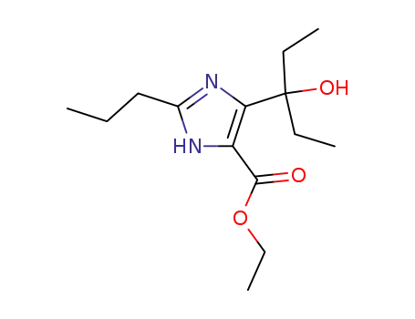 Molecular Structure of 172875-50-2 (5-(1-Ethyl-1-hydroxy-propyl)-2-propyl-3H-imidazole-4-carboxylic acid ethyl ester)