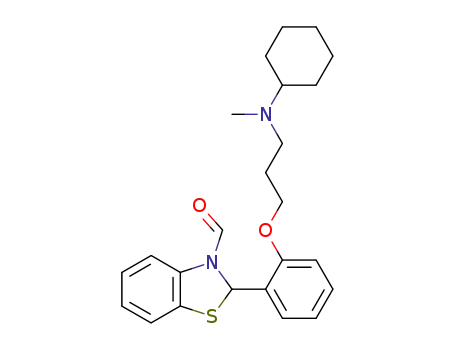 Molecular Structure of 112946-52-8 (3(2H)-Benzothiazolecarboxaldehyde,
2-[2-[3-(cyclohexylmethylamino)propoxy]phenyl]-)
