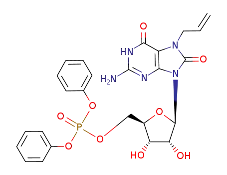 Phosphoric acid (2R,3S,4R,5R)-5-(7-allyl-2-amino-6,8-dioxo-1,6,7,8-tetrahydro-purin-9-yl)-3,4-dihydroxy-tetrahydro-furan-2-ylmethyl ester diphenyl ester