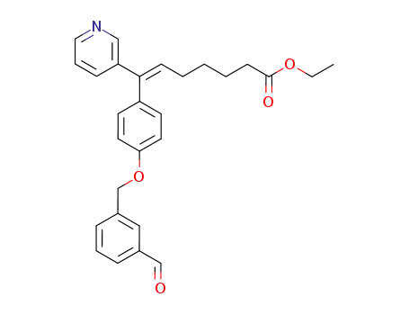 Molecular Structure of 1026698-04-3 (ethyl (E)-7-<4-<(3-formylphenyl)methoxy>phenyl>-7-(3-pyridyl)hept-6-enoate)
