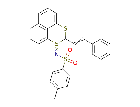 Molecular Structure of 163926-87-2 (4-Methyl-N-[2-((E)-styryl)-1λ<sup>4</sup>-naphtho[1,8-de][1,3]dithiin-(1E)-ylidene]-benzenesulfonamide)