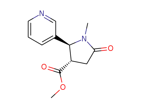 Molecular Structure of 135028-97-6 (trans-1-Methyl-5-oxo-2-(3-pyridinyl)-3-pyrrolidinecarboxylic Acid Methyl Ester)