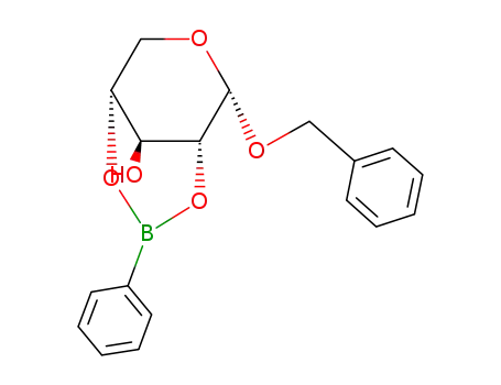 Molecular Structure of 6894-01-5 (benzyl <i>O</i><sup>2</sup>,<i>O</i><sup>4</sup>-phenylboranediyl-α-<i>D</i>-xylopyranoside)