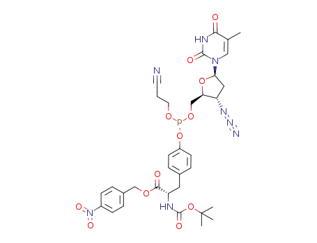 (S)-3-{4-[[(2S,3S,5R)-3-Azido-5-(5-methyl-2,4-dioxo-3,4-dihydro-2H-pyrimidin-1-yl)-tetrahydro-furan-2-ylmethoxy]-(2-cyano-ethoxy)-phosphanyloxy]-phenyl}-2-tert-butoxycarbonylamino-propionic acid 4-nitro-benzyl ester