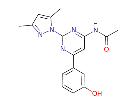 Molecular Structure of 1061750-36-4 (N-[2-(3,5-dimethyl-pyrazol-1-yl)-6-(3-hydroxy-phenyl)-pyrimidin-4-yl]-acetamide)