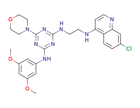 Molecular Structure of 1207449-55-5 (N-[2-(7-chloro-quinolin-4-ylamino)-ethyl]-N'-(3,5-dimethoxy-phenyl)-6-morpholin-4-yl-[1,3,5]triazine-2,4-diamine)