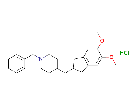 Molecular Structure of 1034439-57-0 (4-[(2,3-Dihydro-5,6-dimethoxy-1H-inden-2-yl)methyl]-1-(phenylmethyl)piperidine Hydrochloride)
