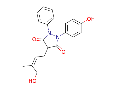 Molecular Structure of 77165-72-1 (4-[(2E)-4-hydroxy-3-methylbut-2-en-1-yl]-1-(4-hydroxyphenyl)-2-phenylpyrazolidine-3,5-dione)