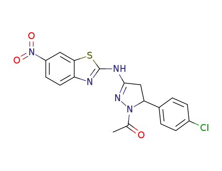 Molecular Structure of 1213251-22-9 (6-nitro-2-[(1-acetyl-5-(4-chlorophenyl))-2-pyrazolin-3-yl]aminobenzothiazole)