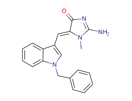 Molecular Structure of 1207733-60-5 ((Z)-2-amino-5-[(1-benzyl-1-H-indol-3-yl)methylene]-1-methyl-1H-imidazol-4(5H)-one)