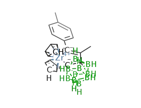 Molecular Structure of 1174033-41-0 (1,2-[(η5-cyclopentadienyl)2ZrC(4-tolyl)=C(Me)]-1,2-C2B10H10)