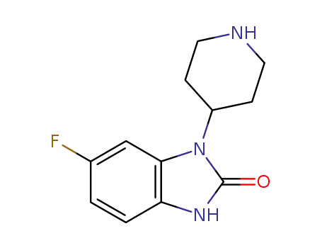 Molecular Structure of 610323-35-8 (6-FLUORO-1-(PIPERIDIN-4-YL)-1H-BENZO[D]IMIDAZOL-2(3H)-ONE)