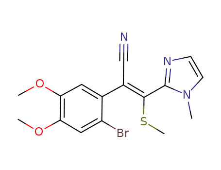 (E)-2-(2-bromo-4,5-dimethoxyphenyl)-3-(1-methyl-1H-imidazol-2-yl)-3-methylthio-2-propenenitrile