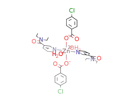 Molecular Structure of 1039102-80-1 (Zn(p-chlorobenzoate)2(diethylnicotinamide)2(H<sub>2</sub>O)2)