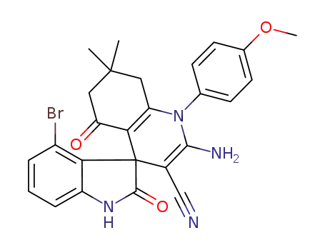 2'-amino-4-bromo-1'-(4-methoxyphenyl)-7',7'-dimethyl-2,5'-dioxo-5',6',7',8'-tetrahydro-1'H-spiro[indoline-3,4'-quinoline]-3'-carbonitrile