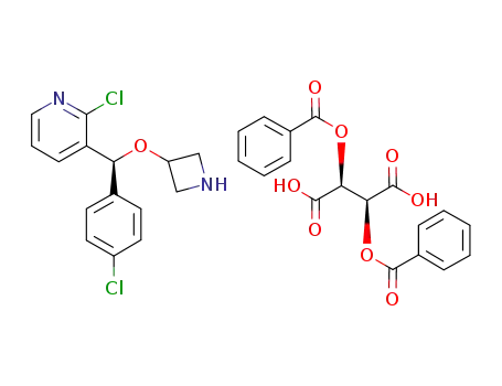 Molecular Structure of 1186316-77-7 ((S)-3-(4-chlorophenyl-2-chloropyrid-3-ylmethoxy)azetidine dibenzoyl tartate)