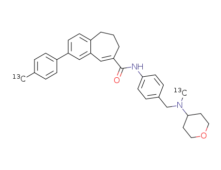 N-[4-[N-<sup>(13)</sup>C-methyl-N-(4-tetrahydropyranyl)aminomethyl]-phenyl]-2-(4-<sup>(13)</sup>C-methylphenyl)-6,7-dihydro-5H-benzocycloheptene-8-carboxamide
