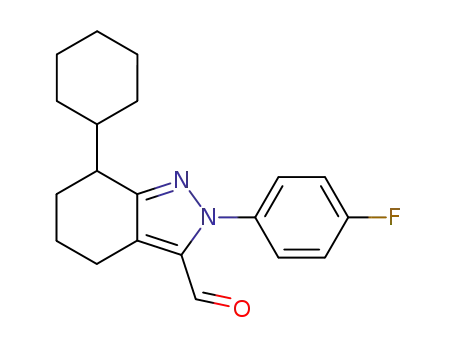 Molecular Structure of 144148-23-2 (2H-Indazole-3-carboxaldehyde,
7-cyclohexyl-2-(4-fluorophenyl)-4,5,6,7-tetrahydro-)