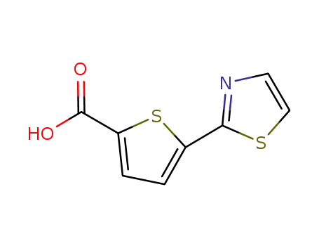 Molecular Structure of 887201-16-3 (5-(1,3-THIAZOL-2-YL)THIOPHENE-2-CARBOXYLIC ACID)