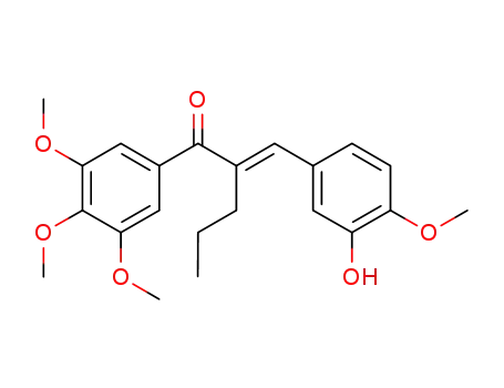 Molecular Structure of 1202071-81-5 ((E)-3-(3-hydroxy-4-methoxyphenyl)-2-propyl-1-(3,4,5-trimethoxyphenyl)prop-2-en-1-one)