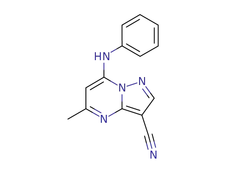 Molecular Structure of 842170-63-2 (Pyrazolo[1,5-a]pyrimidine-3-carbonitrile, 5-methyl-7-(phenylamino)-)