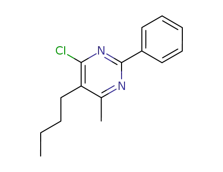 Molecular Structure of 61442-51-1 (Pyrimidine, 5-butyl-4-chloro-6-methyl-2-phenyl-)