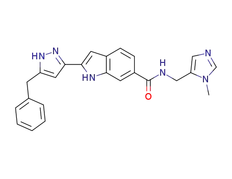 2-(5-benzyl-1H-pyrazol-3-yl)-1H-indole-6-carboxylic acid (3-methyl-3H-imidazol-4-ylmethyl)-amide