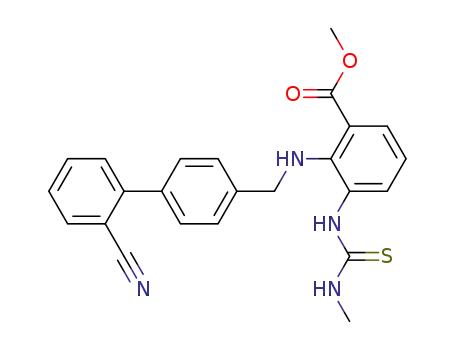 Molecular Structure of 139481-31-5 (2-[(2'-Cyano-biphenyl-4-ylmethyl)-amino]-3-(3-methyl-thioureido)-benzoic acid methyl ester)