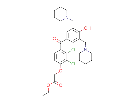 Acetic acid,
[2,3-dichloro-4-[4-hydroxy-3,5-bis(1-piperidinylmethyl)benzoyl]phenoxy]-
, ethyl ester