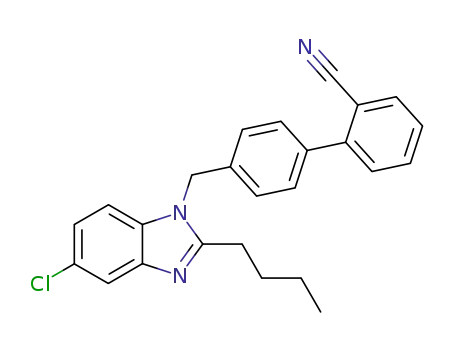 Molecular Structure of 136285-20-6 (4'-(2-Butyl-5-chloro-benzoimidazol-1-ylmethyl)-biphenyl-2-carbonitrile)