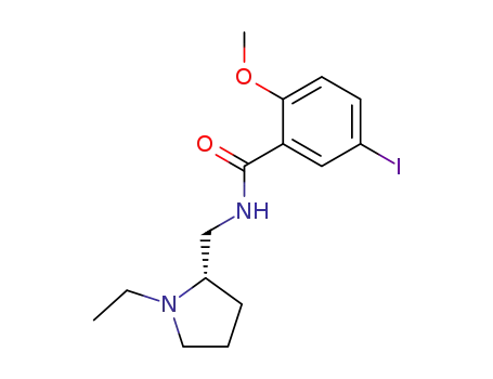 Molecular Structure of 115655-34-0 (Benzamide, N-[(1-ethyl-2-pyrrolidinyl)methyl]-5-iodo-2-methoxy-, (S)-)